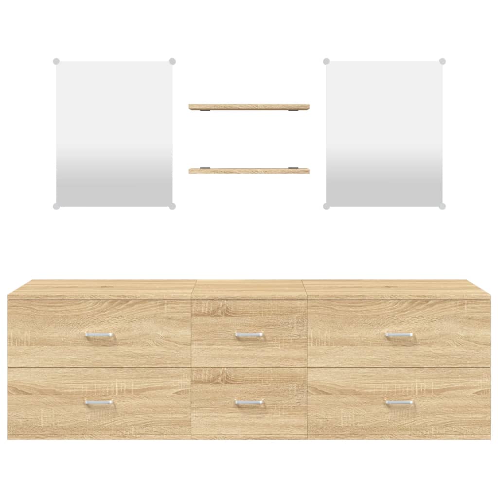 5 Piece Bathroom Furniture Set Oak Engineered Wood