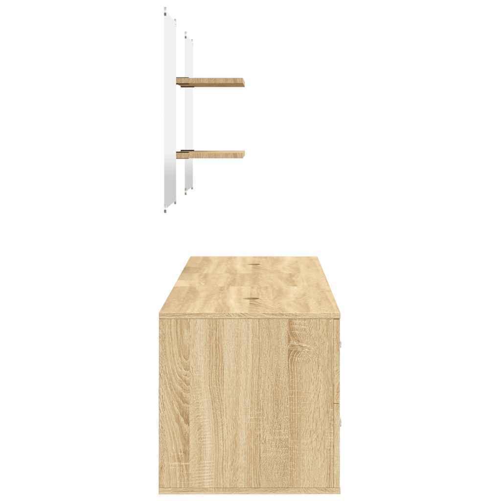 5 Piece Bathroom Furniture Set Oak Engineered Wood