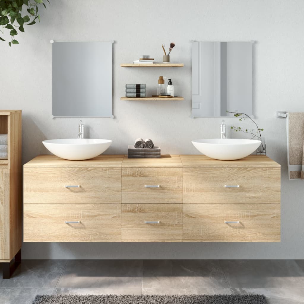 vidaXL 5 Piece Bathroom Furniture Set Oak Engineered Wood