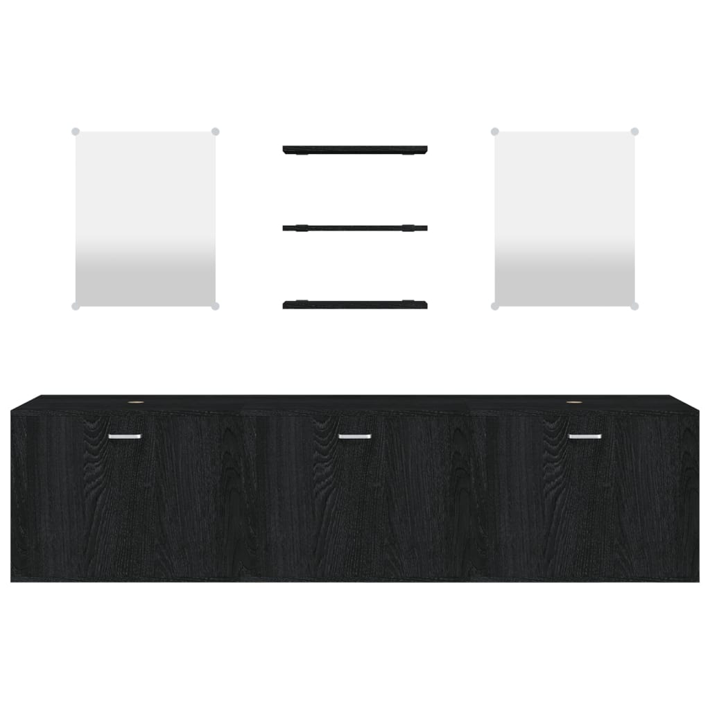 vidaXL 6 Piece Bathroom Furniture Set Black Engineered Wood