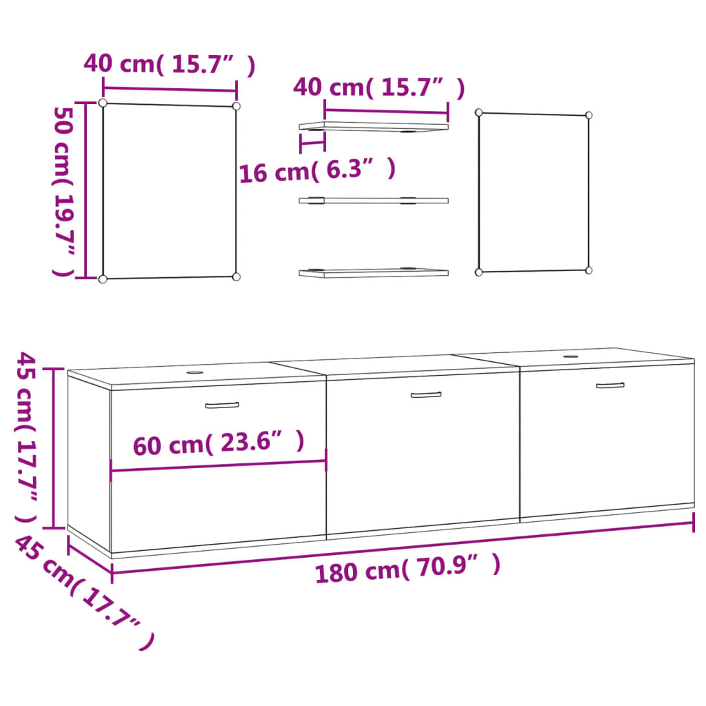 vidaXL 6 Piece Bathroom Furniture Set Black Engineered Wood