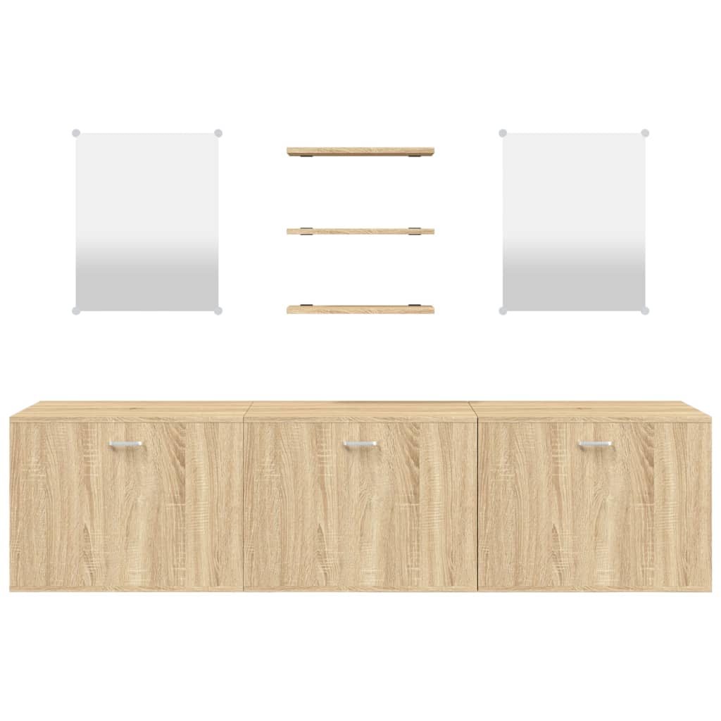 vidaXL 6 Piece Bathroom Furniture Set Oak Engineered Wood