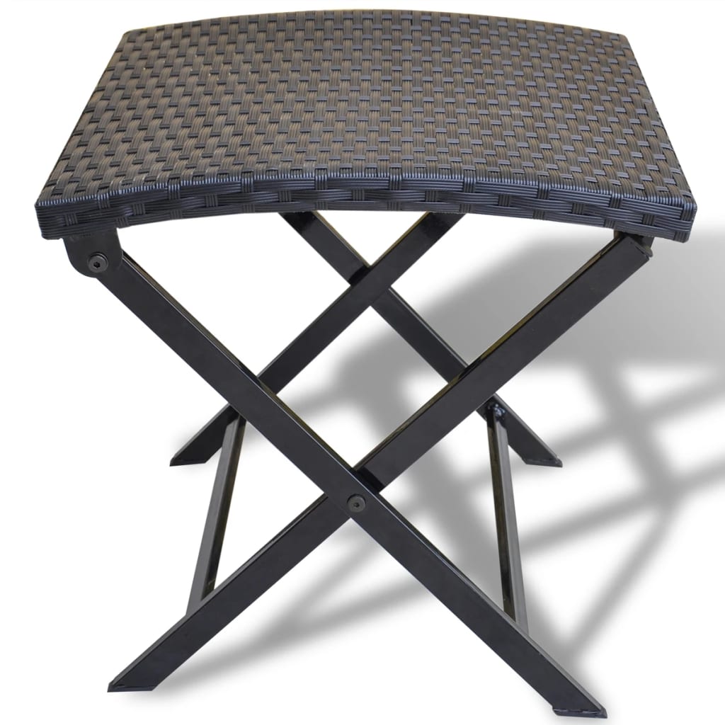 vidaXL Folding Stool Poly Rattan Black