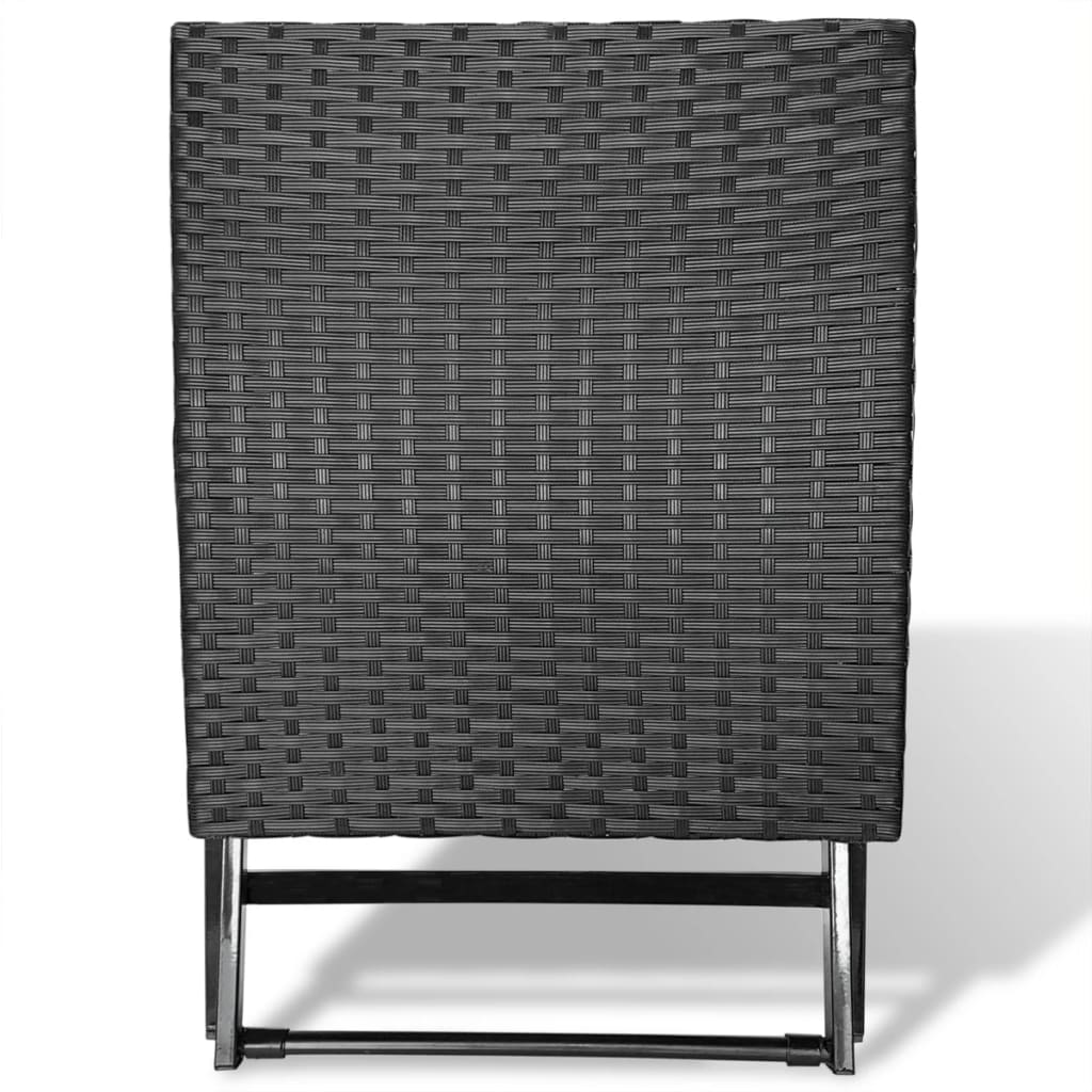 vidaXL Folding Stool Poly Rattan Black