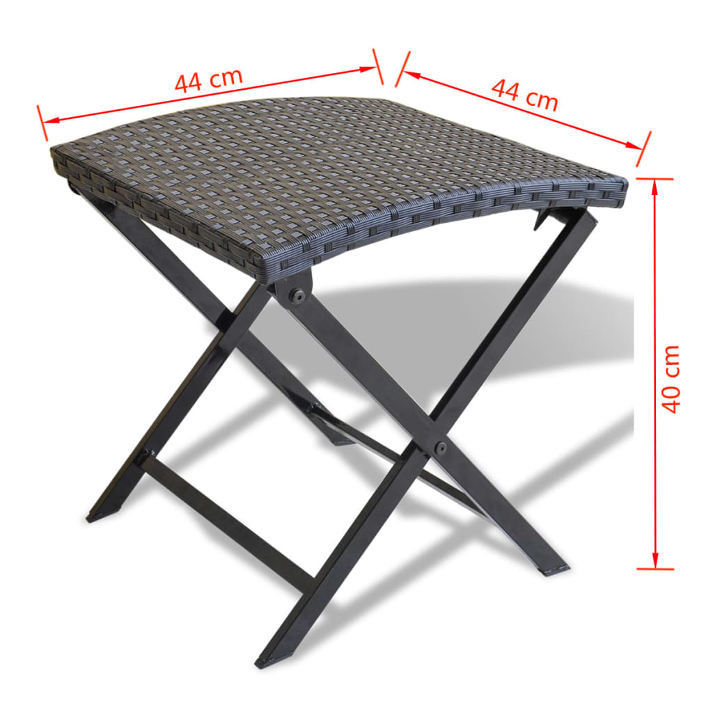 vidaXL Folding Stool Poly Rattan Black