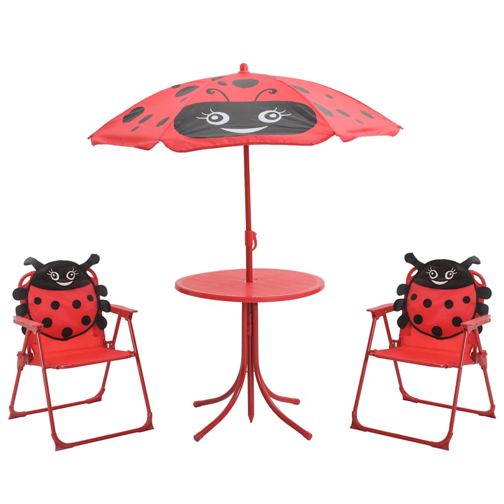 41842 vidaXL 3 Piece Kids'Garden Bistro Set with Parasol Red
