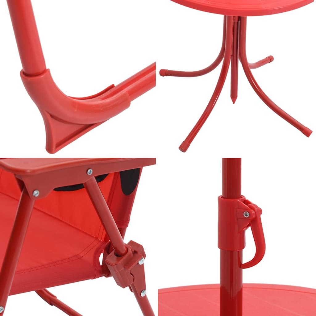 41842 vidaXL 3 Piece Kids'Garden Bistro Set with Parasol Red