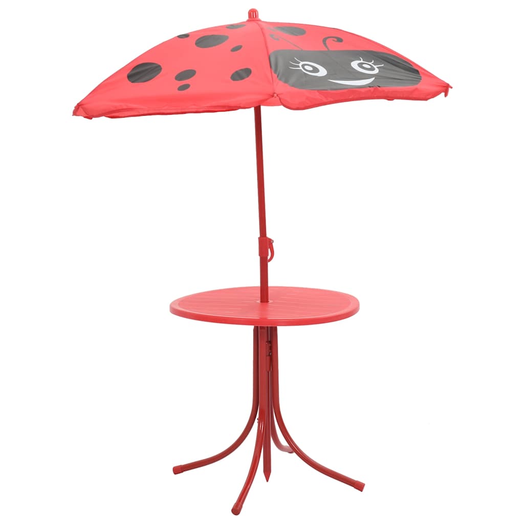 41842 vidaXL 3 Piece Kids'Garden Bistro Set with Parasol Red