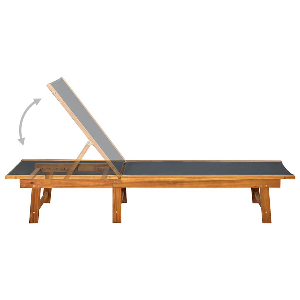41745 vidaXL Sun Lounger Solid Acacia Wood and Textilene