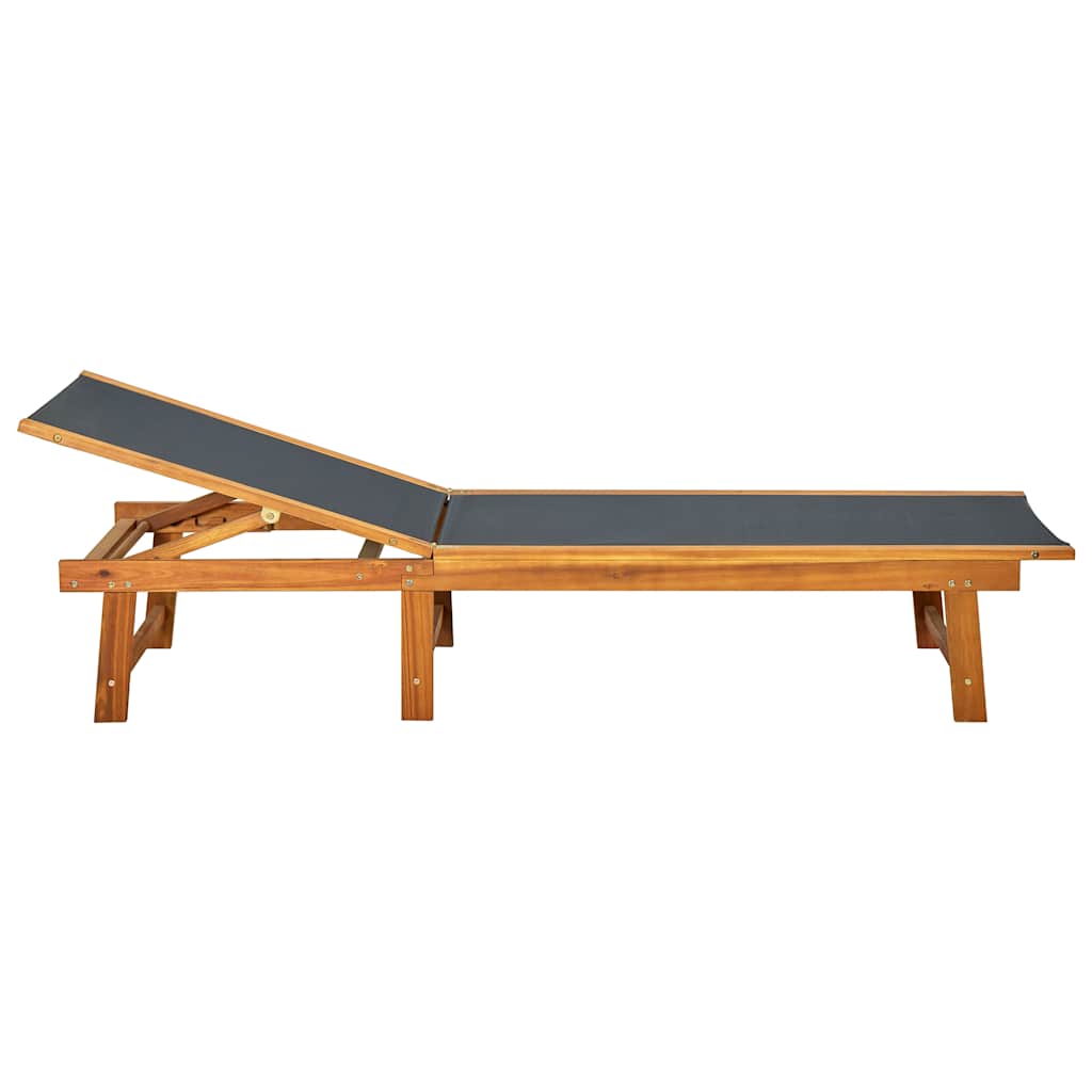 41745 vidaXL Sun Lounger Solid Acacia Wood and Textilene