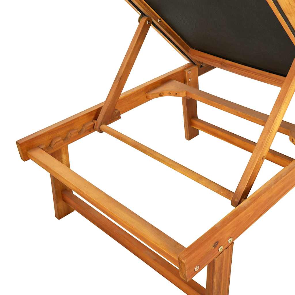 41745 vidaXL Sun Lounger Solid Acacia Wood and Textilene
