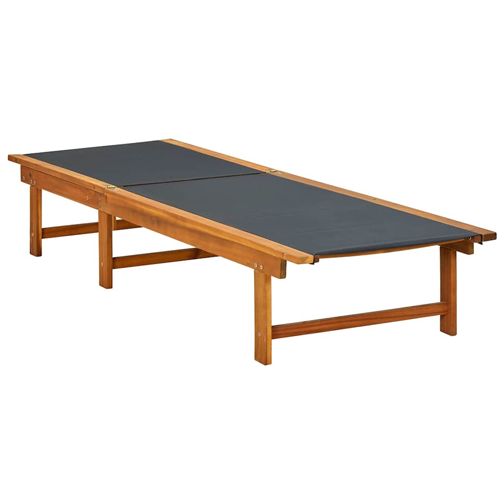 41746 vidaXL Sun Lounger with Table Solid Acacia Wood and Textilene