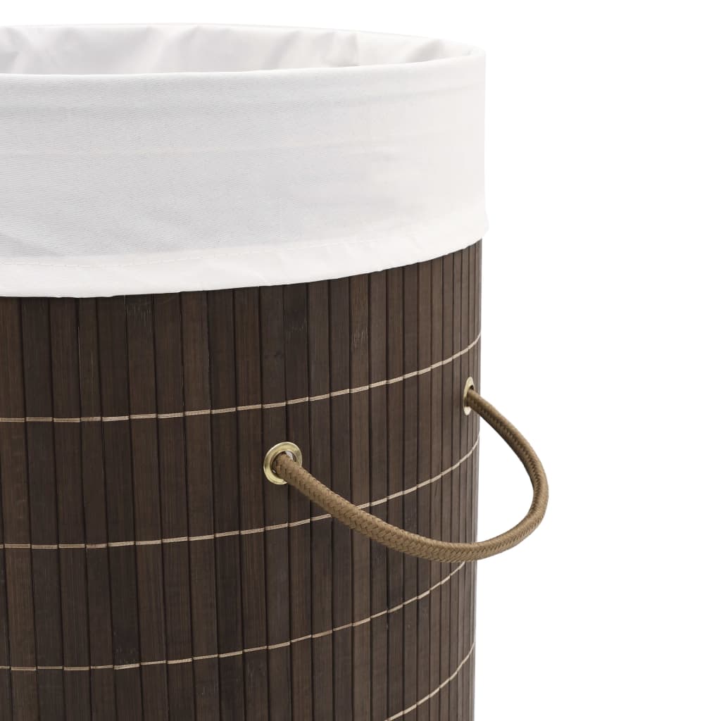 vidaXL Bamboo Laundry Bin Round Dark Brown