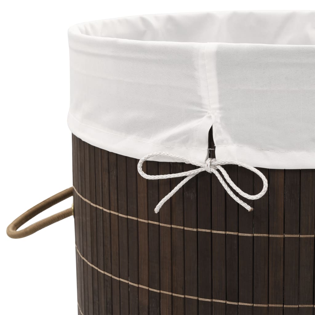 vidaXL Bamboo Laundry Bin Round Dark Brown