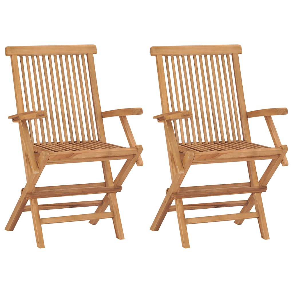 vidaXL Folding Garden Chairs 2 pcs Solid Teak Wood