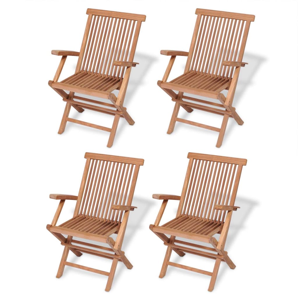 vidaXL 5 Piece Folding Outdoor Dining Set Solid Teak Wood