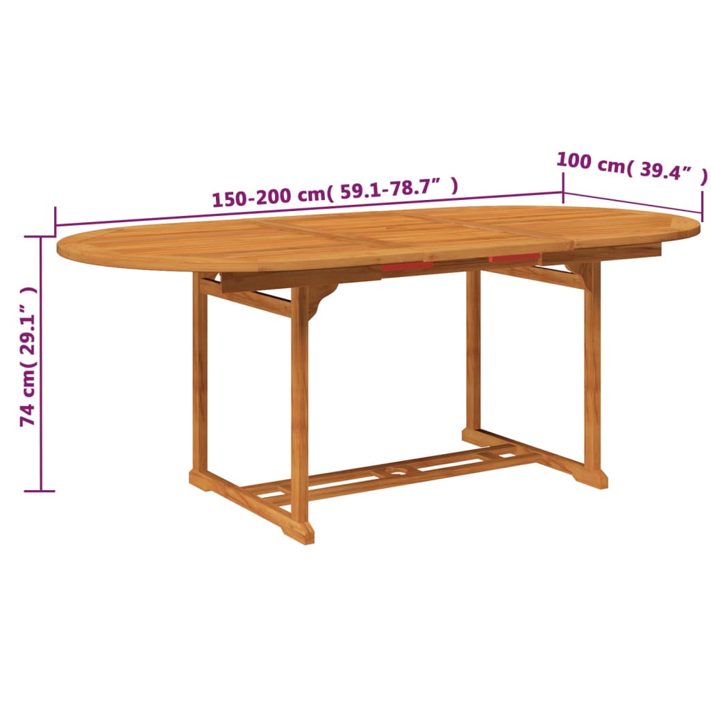 7 Piece Outdoor Dining Set Solid Acacia Wood 150-200 cm