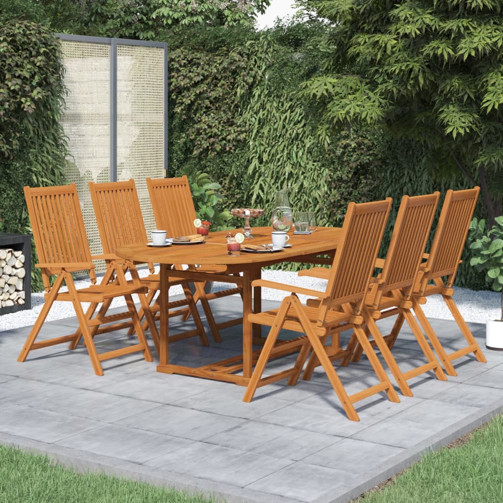 7 Piece Outdoor Dining Set Solid Acacia Wood 150-200 cm