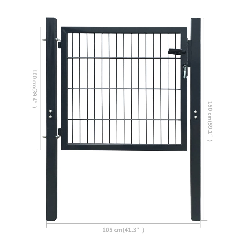 vidaXL Fence Gate Steel Anthracite 105x150 cm