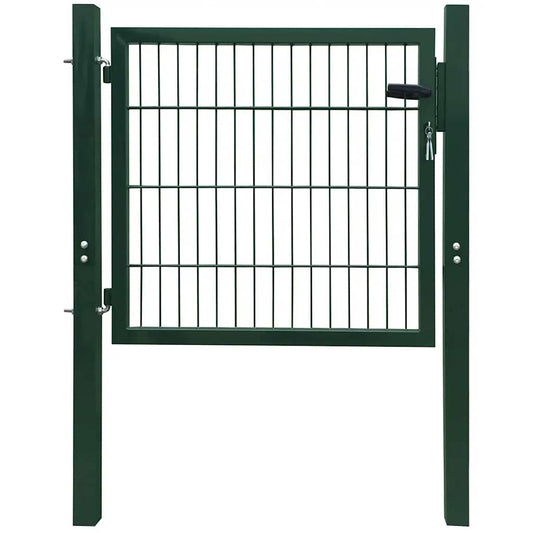 Fence Gate Steel Green 100x100 cm