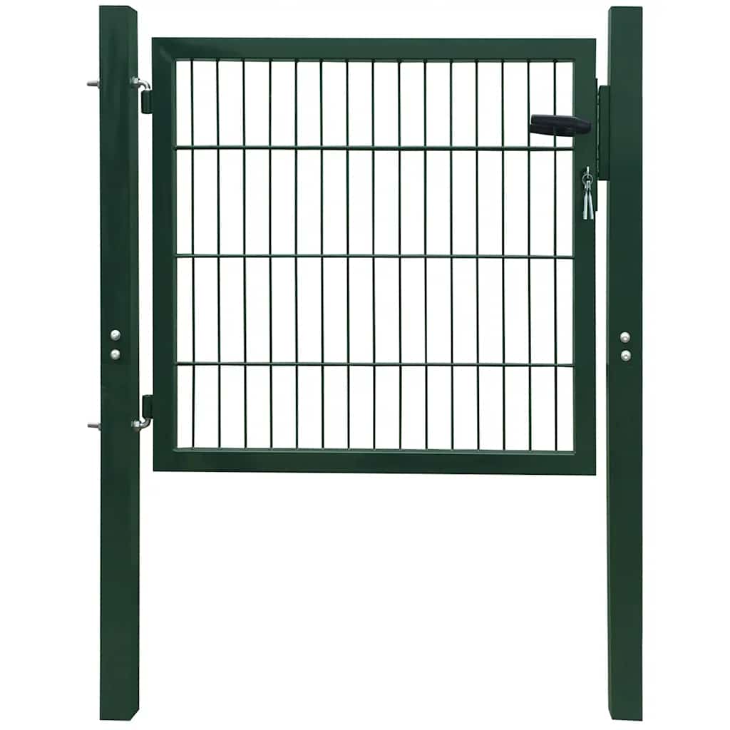 142028 vidaXL Fence Gate Steel Green 100x100 cm