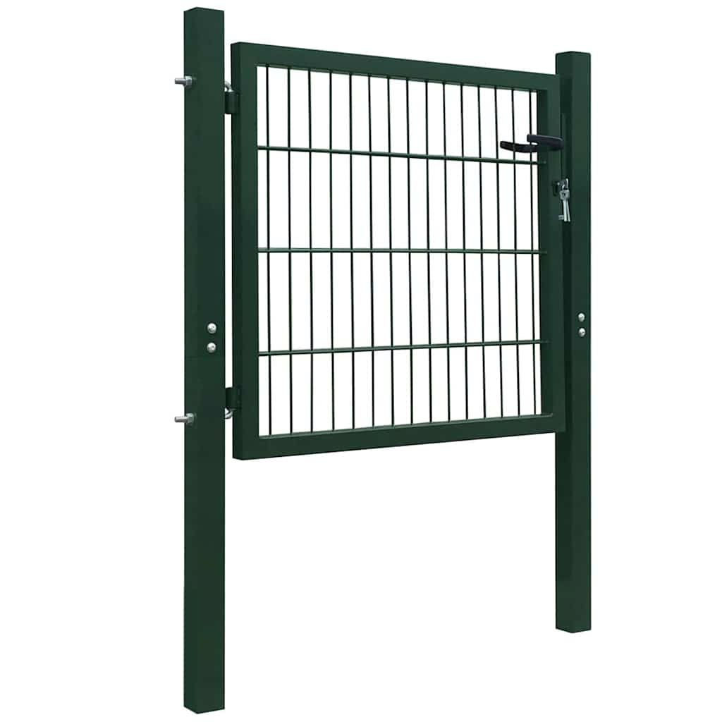 142028 vidaXL Fence Gate Steel Green 100x100 cm