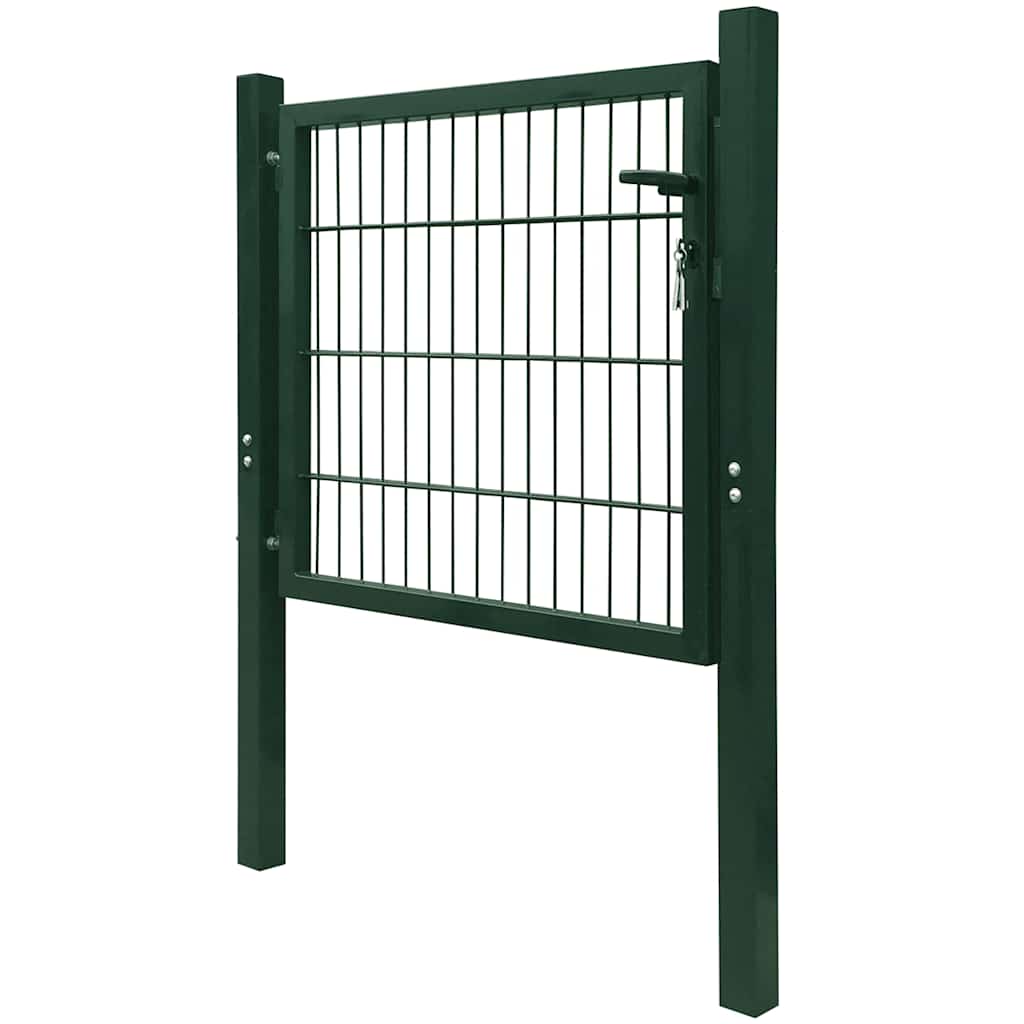 Fence Gate Steel Green 100x100 cm
