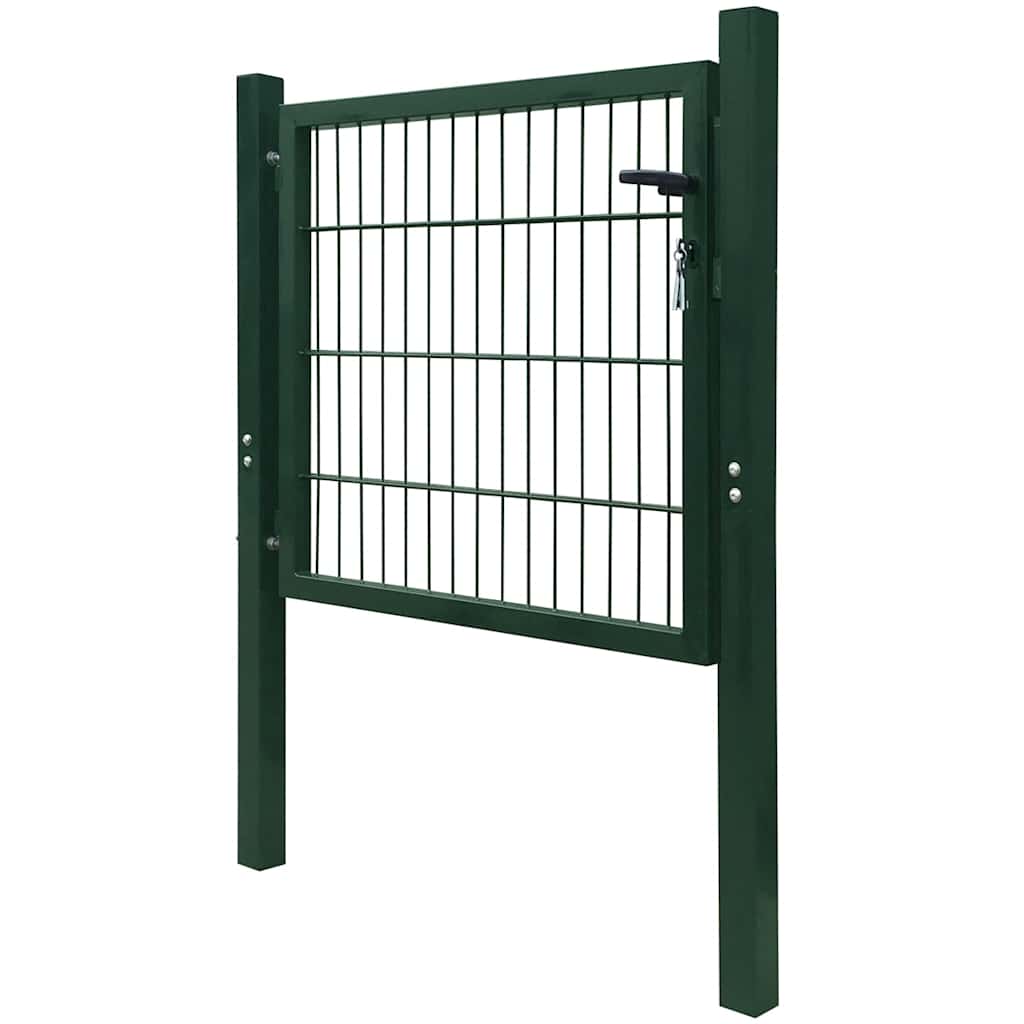 142028 vidaXL Fence Gate Steel Green 100x100 cm
