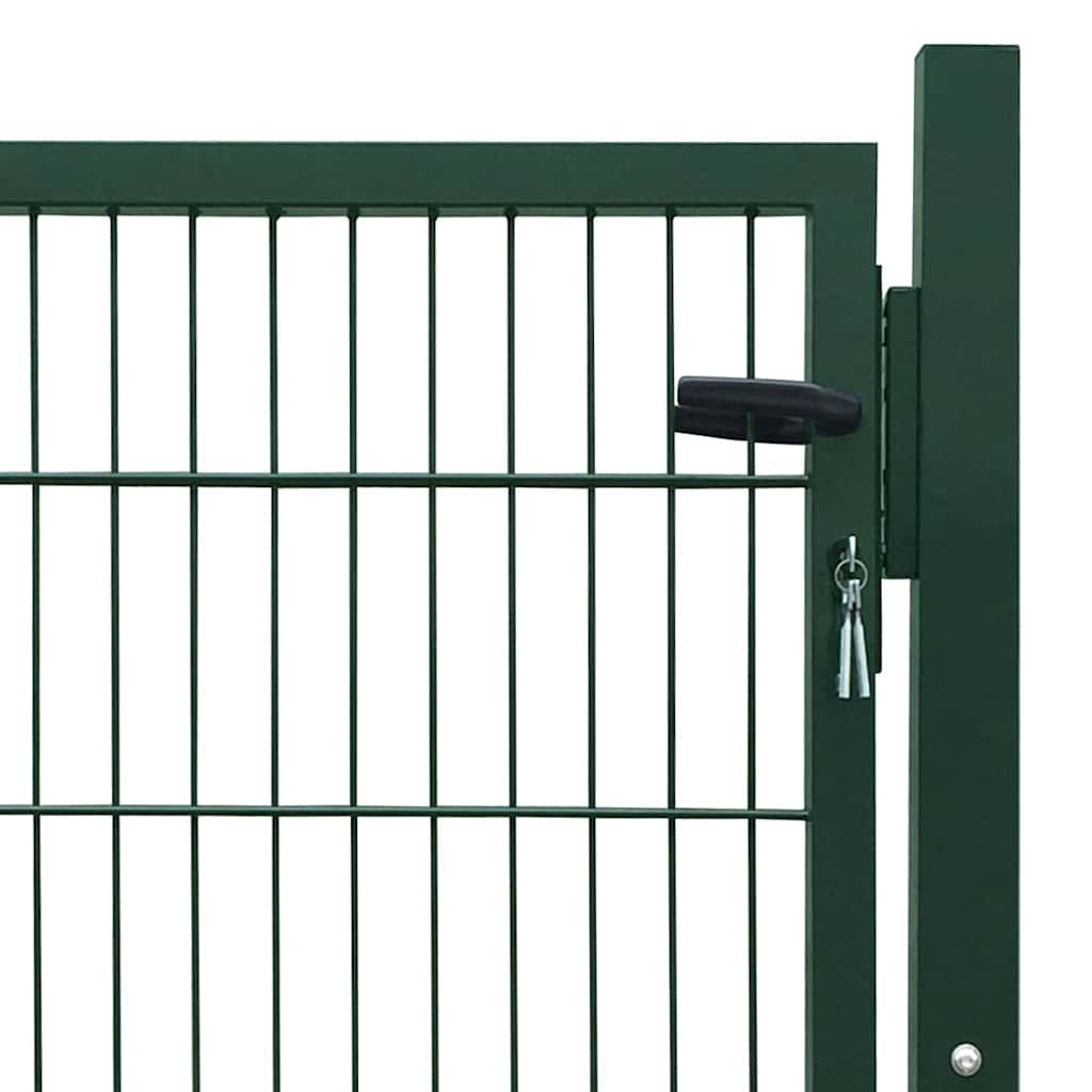 Fence Gate Steel Green 100x100 cm