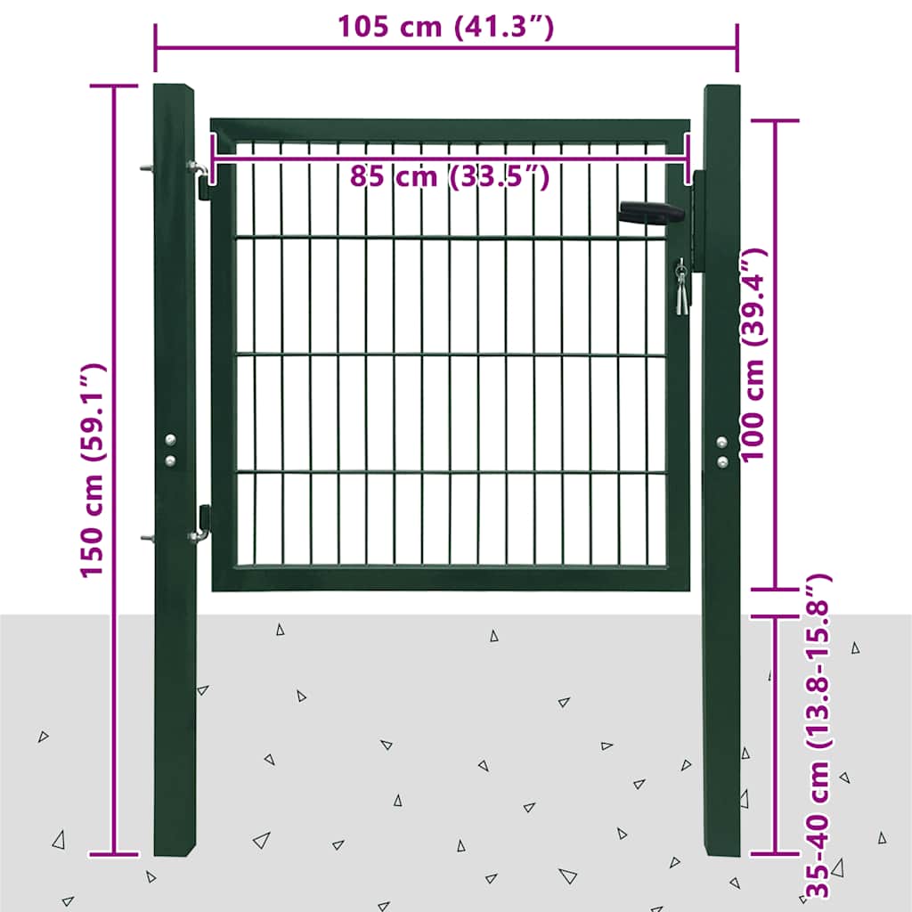 142028 vidaXL Fence Gate Steel Green 100x100 cm