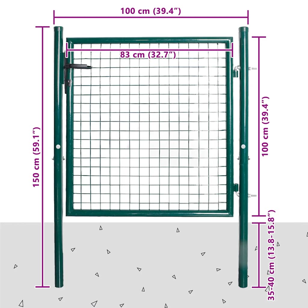 Single Door Fence Gate 100x100 cm Powder-Coated Steel