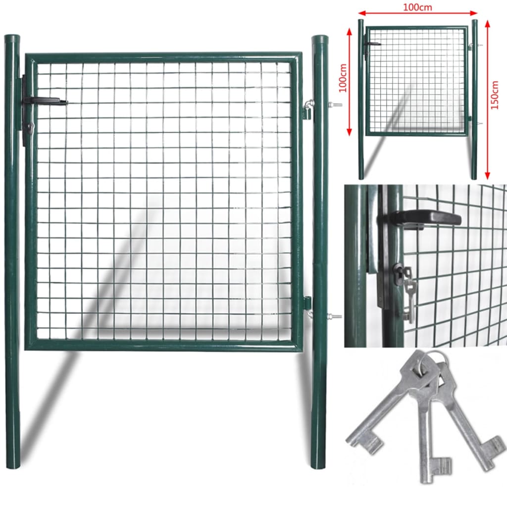 vidaXL Single Door Fence Gate Powder-Coated Steel