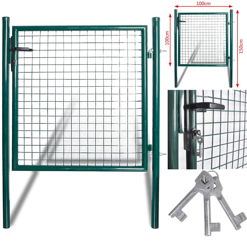 Single Door Fence Gate 100x100 cm Powder-Coated Steel