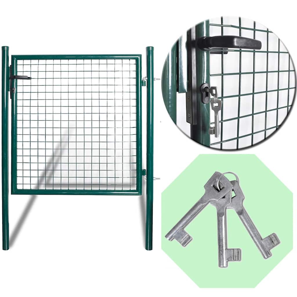 Single Door Fence Gate 100x100 cm Powder-Coated Steel