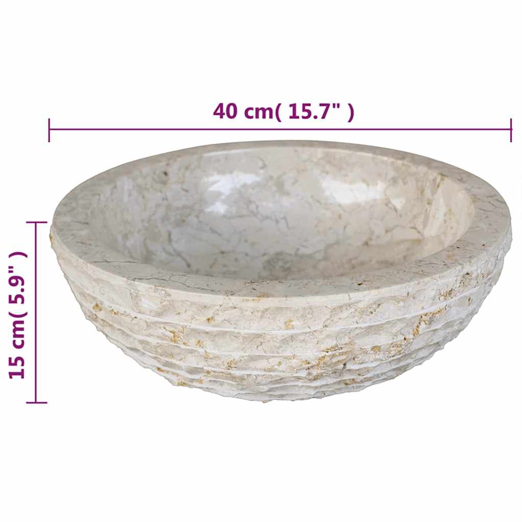242673 vidaXL Basin Marble 40 cm Cream