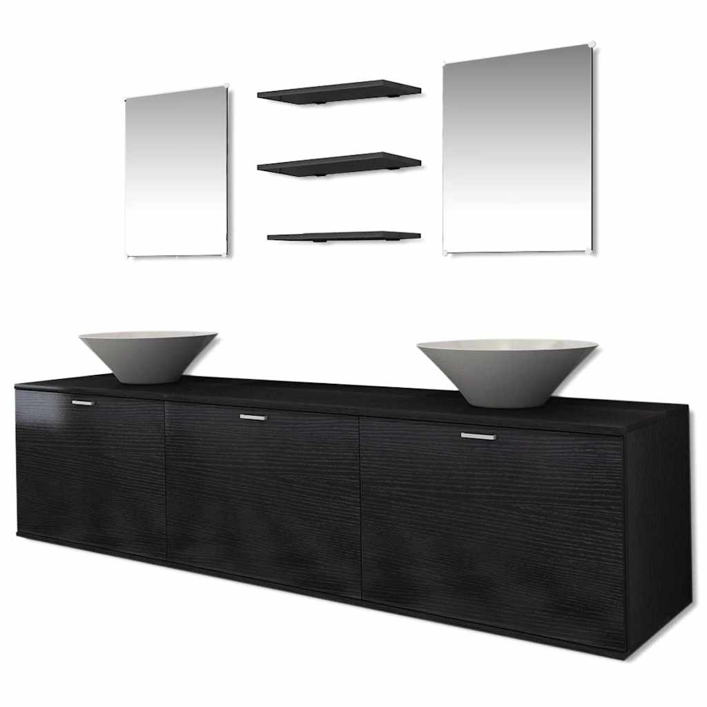 Bathroom Cabinet | Black, White | Engineered wood, Ceramic | Large