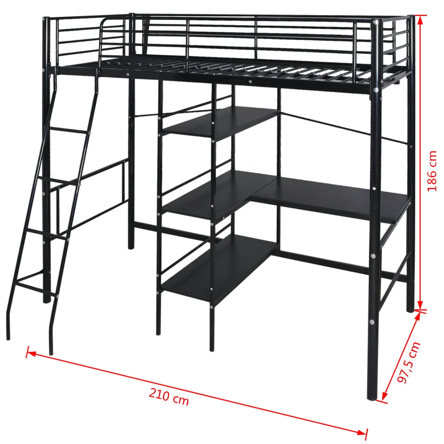 Bed with Mattress Black 200 x 90 cm Metal