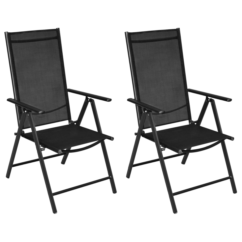 vidaXL Folding Garden Chairs 2 pcs Aluminium and Textilene Black