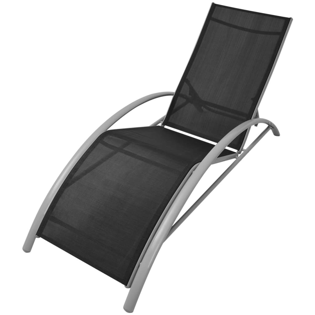 Sun Lounger | Black | Powder-Coated Aluminium | Adjustable |  Foldable