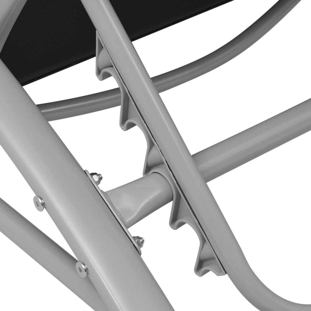 Sun Lounger | Black | Powder-Coated Aluminium | Adjustable |  Foldable