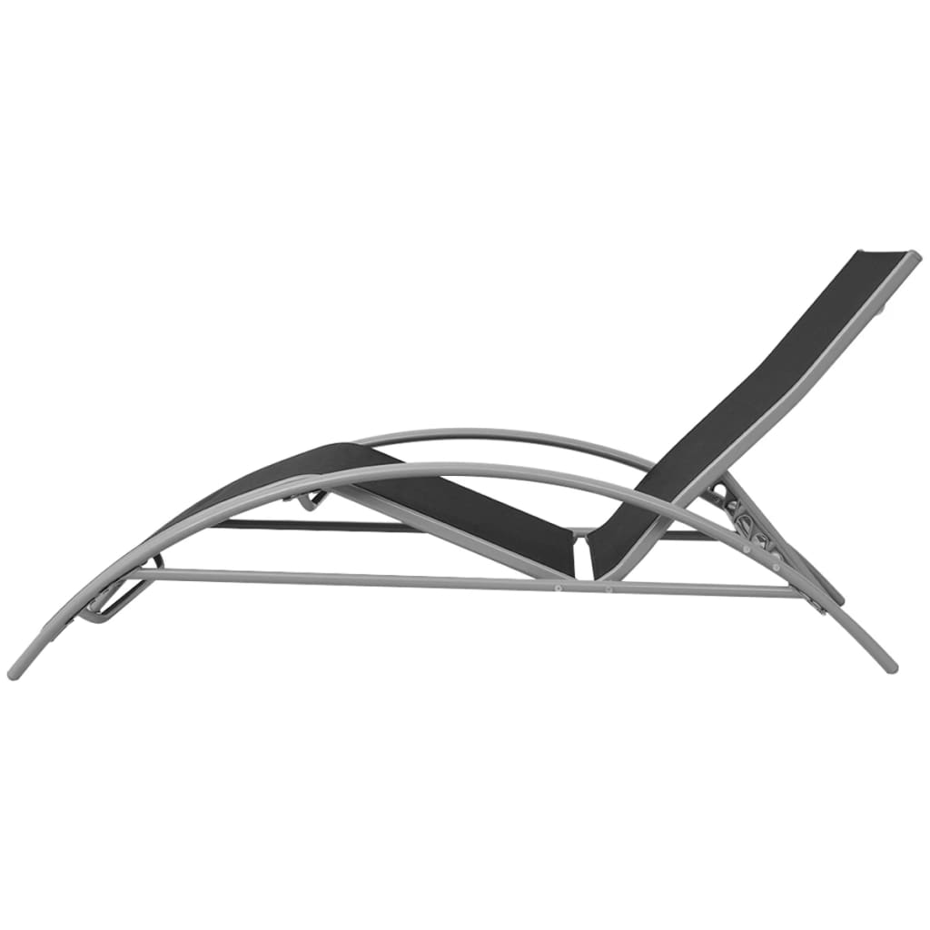 vidaXL Sun Loungers with Umbrella Aluminium Black