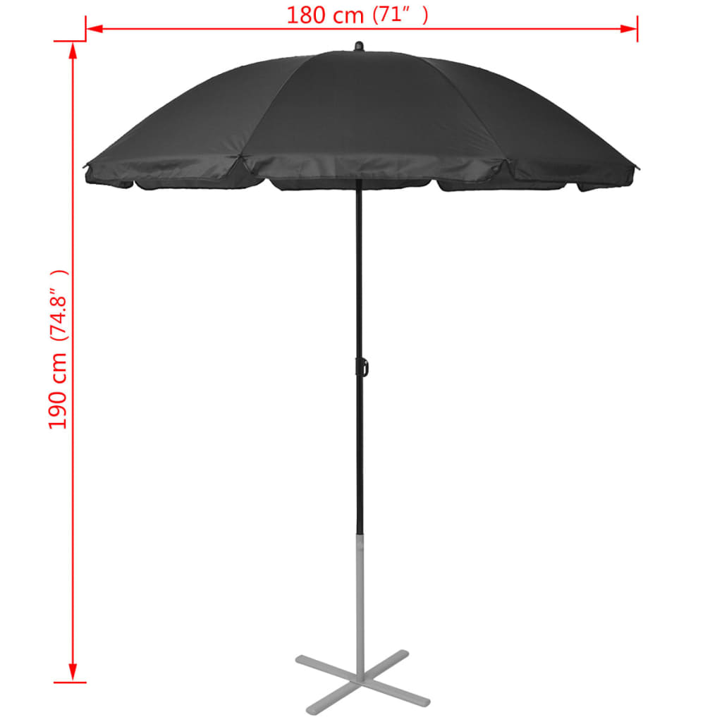 vidaXL Sun Loungers with Umbrella Aluminium Black