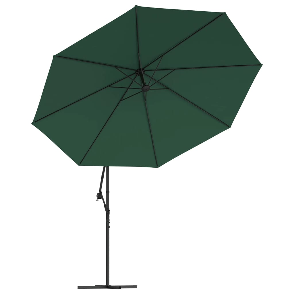 Cantilever Garden Parasol | Solid green | Polyester canopy | Large