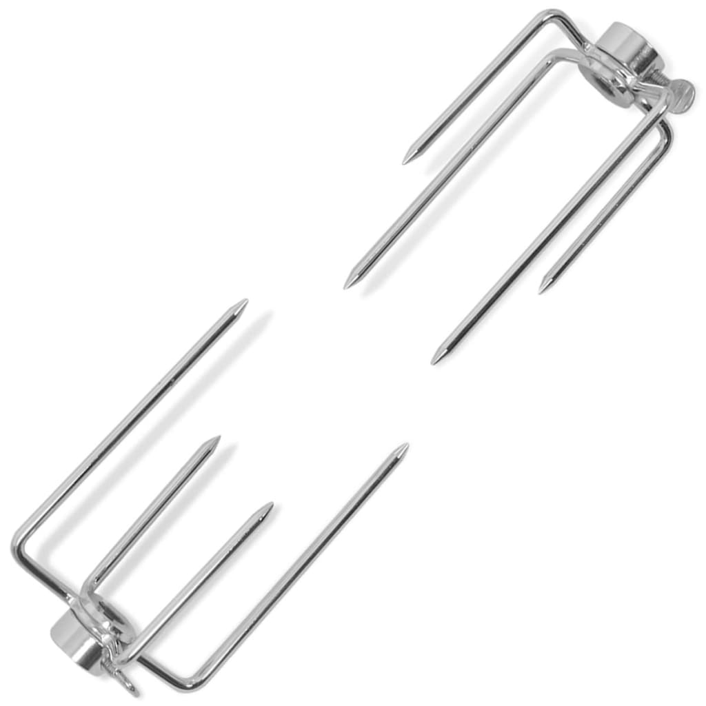 vidaXL BBQ Rotisserie Spit Forks 2 pcs Steel