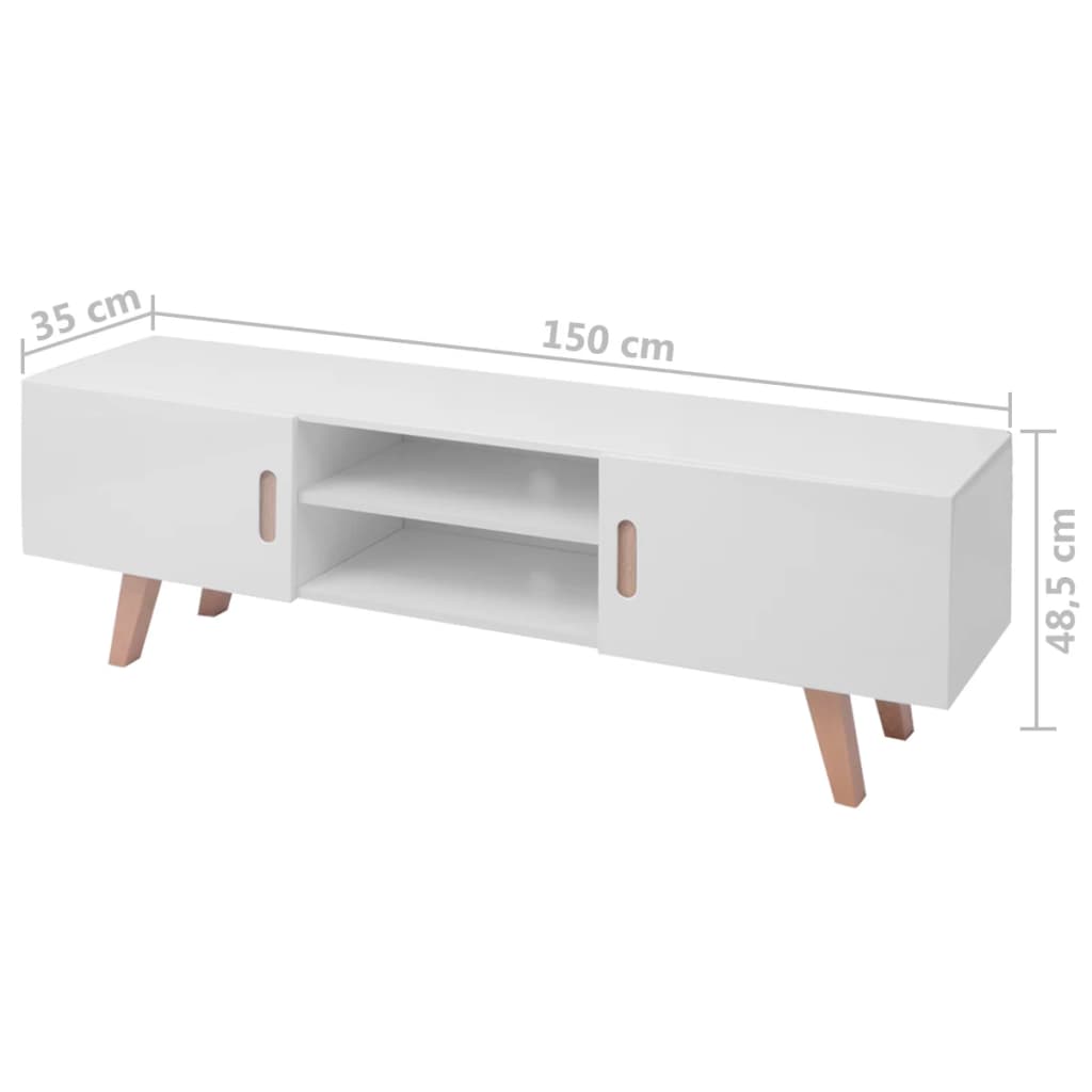 vidaXL TV Stand MDF 150x35x48.5 cm High Gloss White