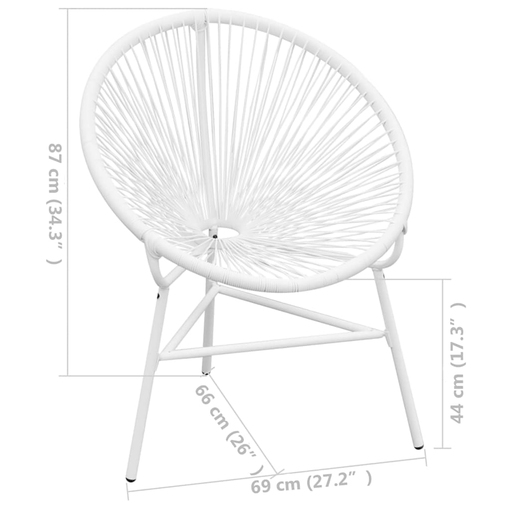 Garden Chair | White | PE Rattan, Powder-Coated Steel | Medium |  Tough