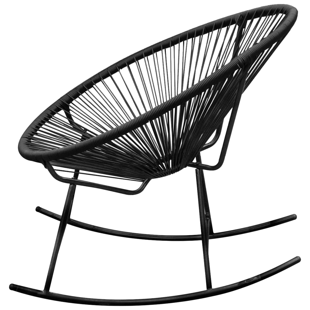 vidaXL Outdoor Rocking Chair Black Poly Rattan