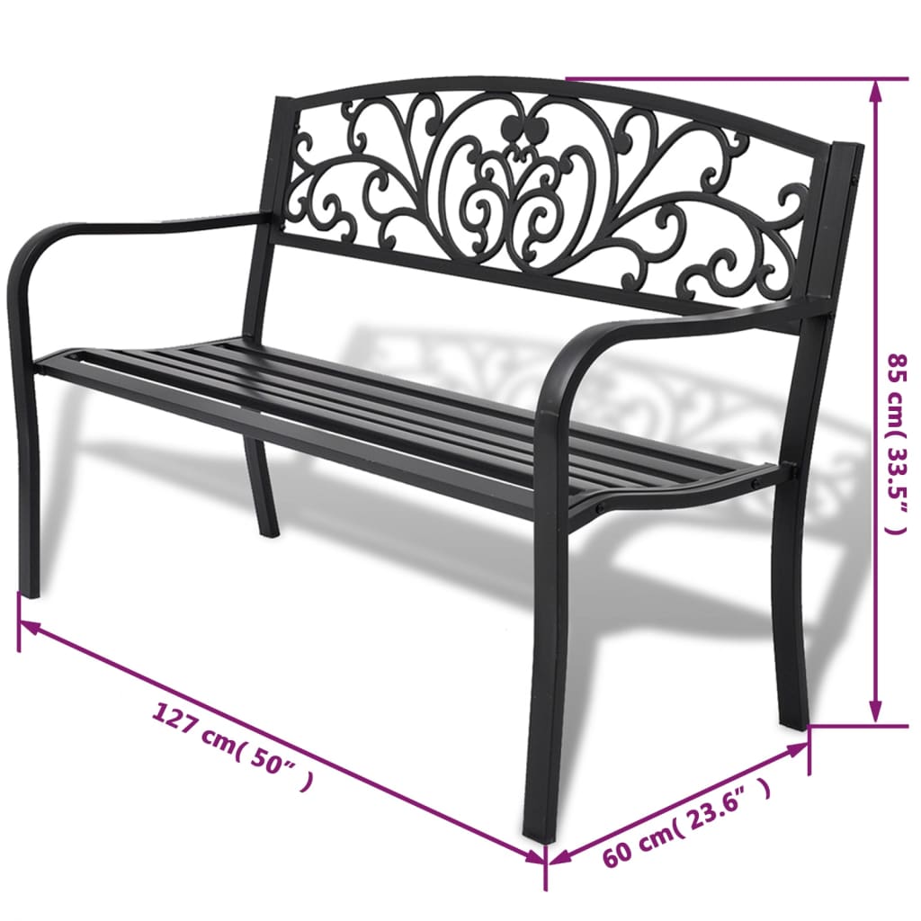 vidaXL Garden Bench 127 cm Cast Iron Black