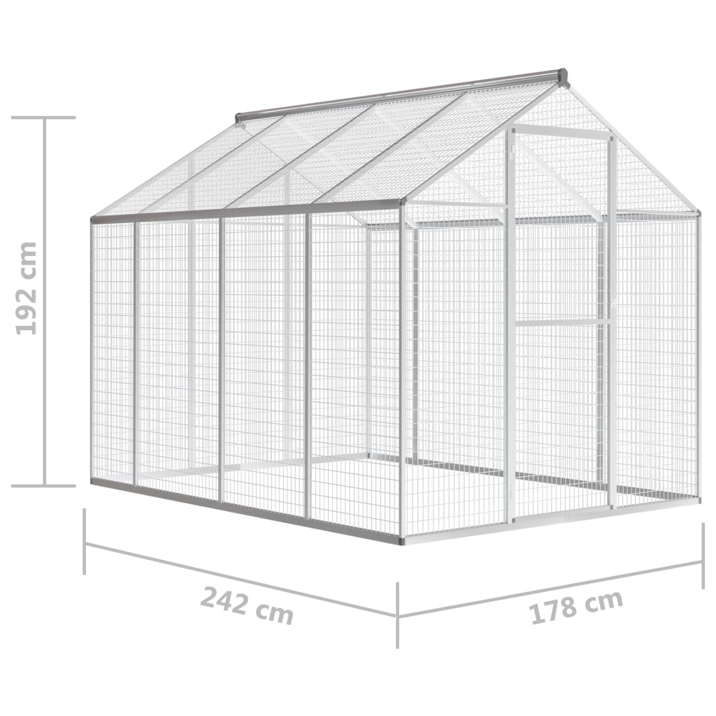 vidaXL Outdoor Aviary Aluminium 178x242x192 cm