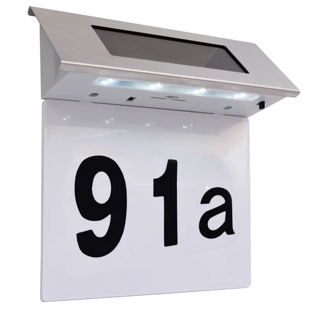 vidaXL Solar LED House Number Light Stainless Steel